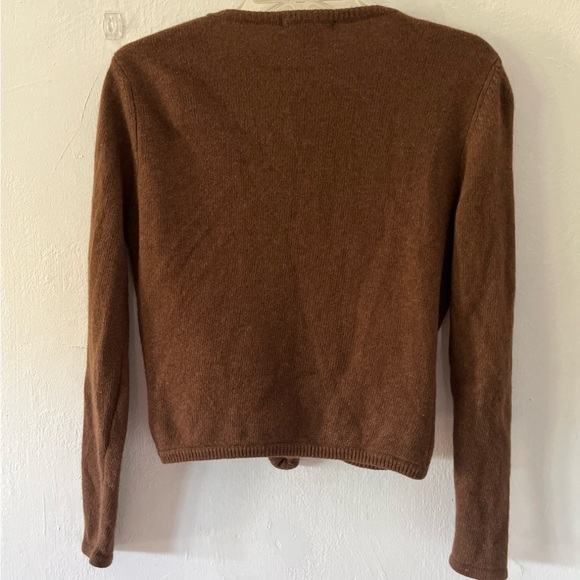 Isabella Bird Tie Open Front Cardigan Sweater Brown Size Small - Picture 3 of 4